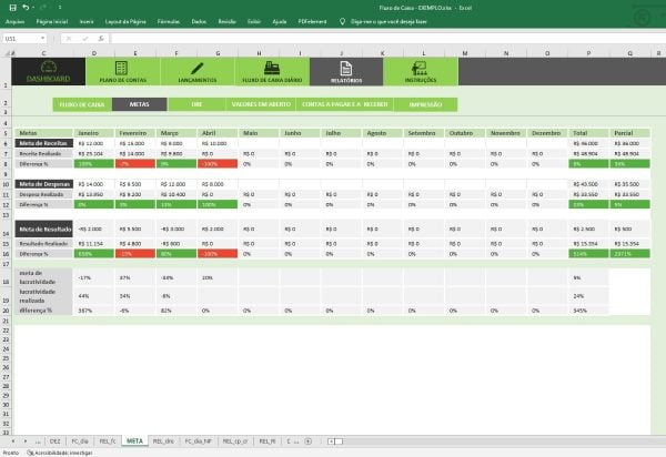 Planilha Fluxo Caixa Plano Contas Lançamentos Relatórios
