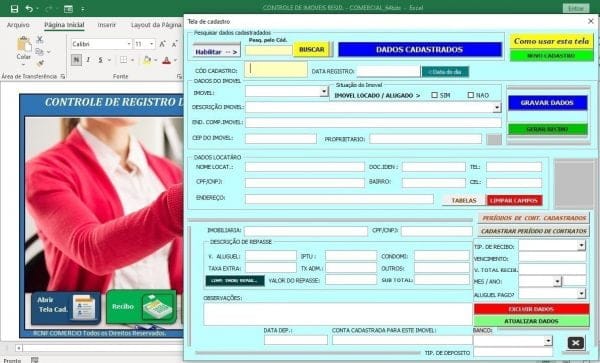 Sistema Controle Imóveis Aluguel Residencial Comercial Excel