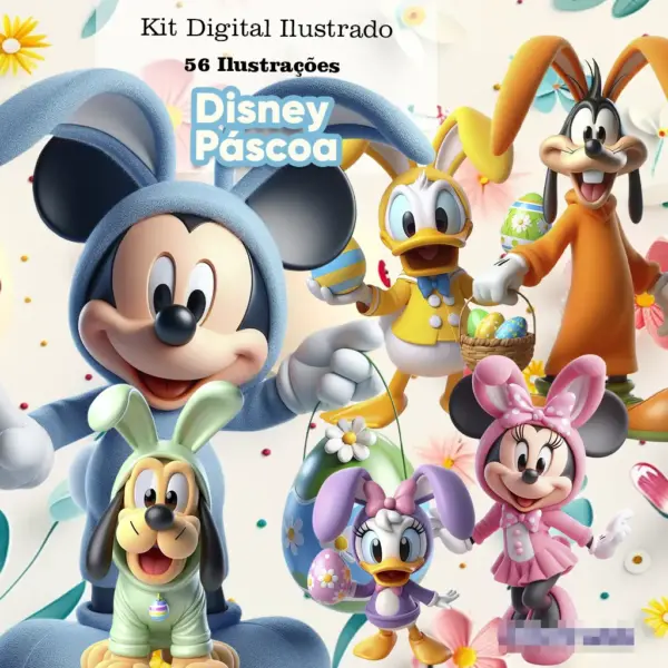 Kit Artesanal Disney Páscoa - PNG para Sublimação