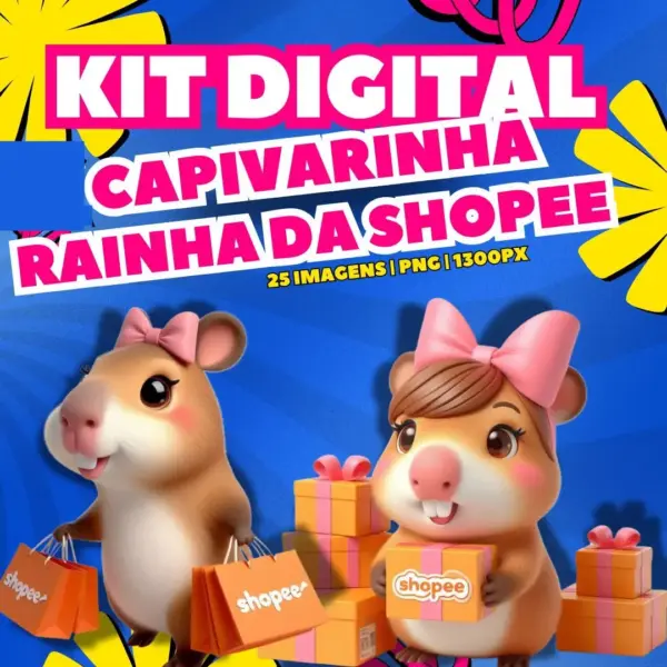 Kit de Arte Digital Capivara Shopee: Criatividade em PNG