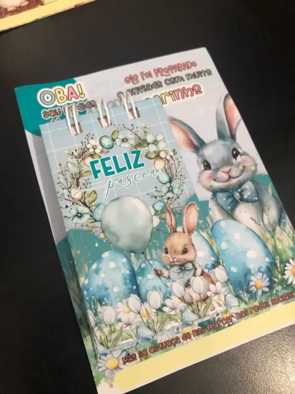 Kit de Papelaria Páscoa: Cartão e Mini Block Capa em PDF