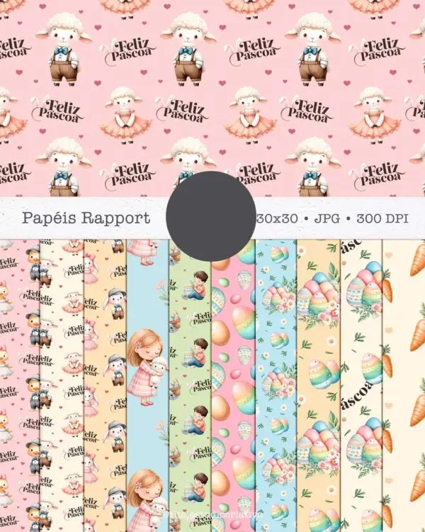Papelaria de Páscoa Personalizada - Coelhinhos em PNG - Imagem 2