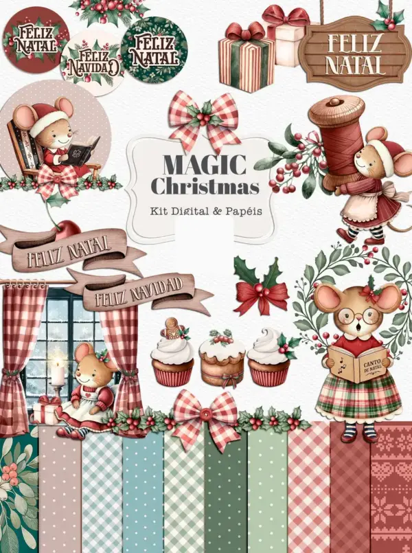 Kit Artes Natalinas Magic Chrisma - Alta Qualidade em PNG