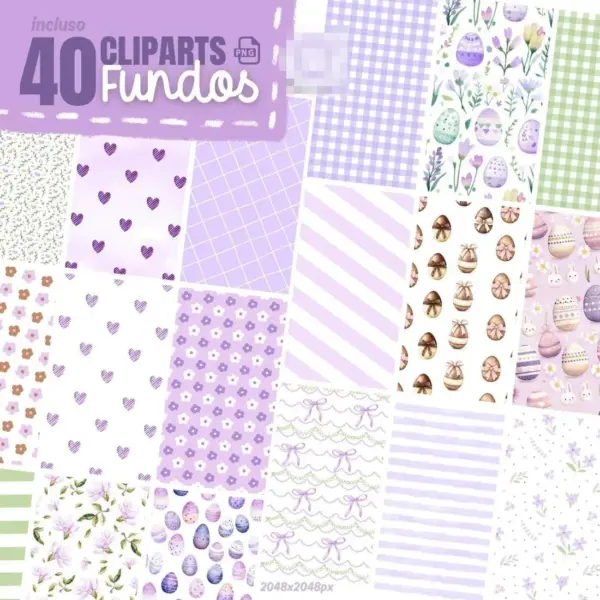 Elementos Digitais Páscoa Lilás em PNG para Crafters e Designers - Imagem 3