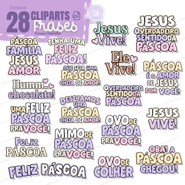 Elementos Digitais Páscoa Lilás em PNG para Crafters e Designers - Imagem 5