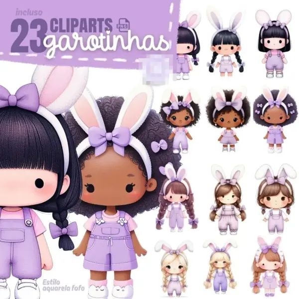 Elementos Digitais Páscoa Lilás em PNG para Crafters e Designers - Imagem 8