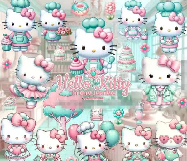 Download Kit Digital Hello Kitty Doces para Personalização