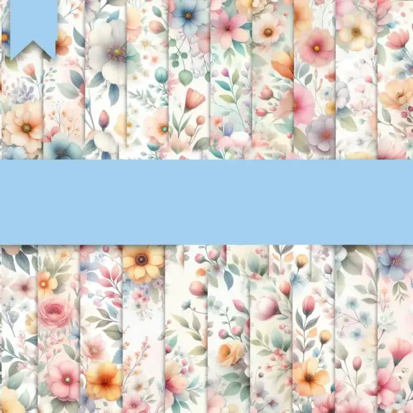 Papéis Digitais Floral Suave para Encadernação e Crafts