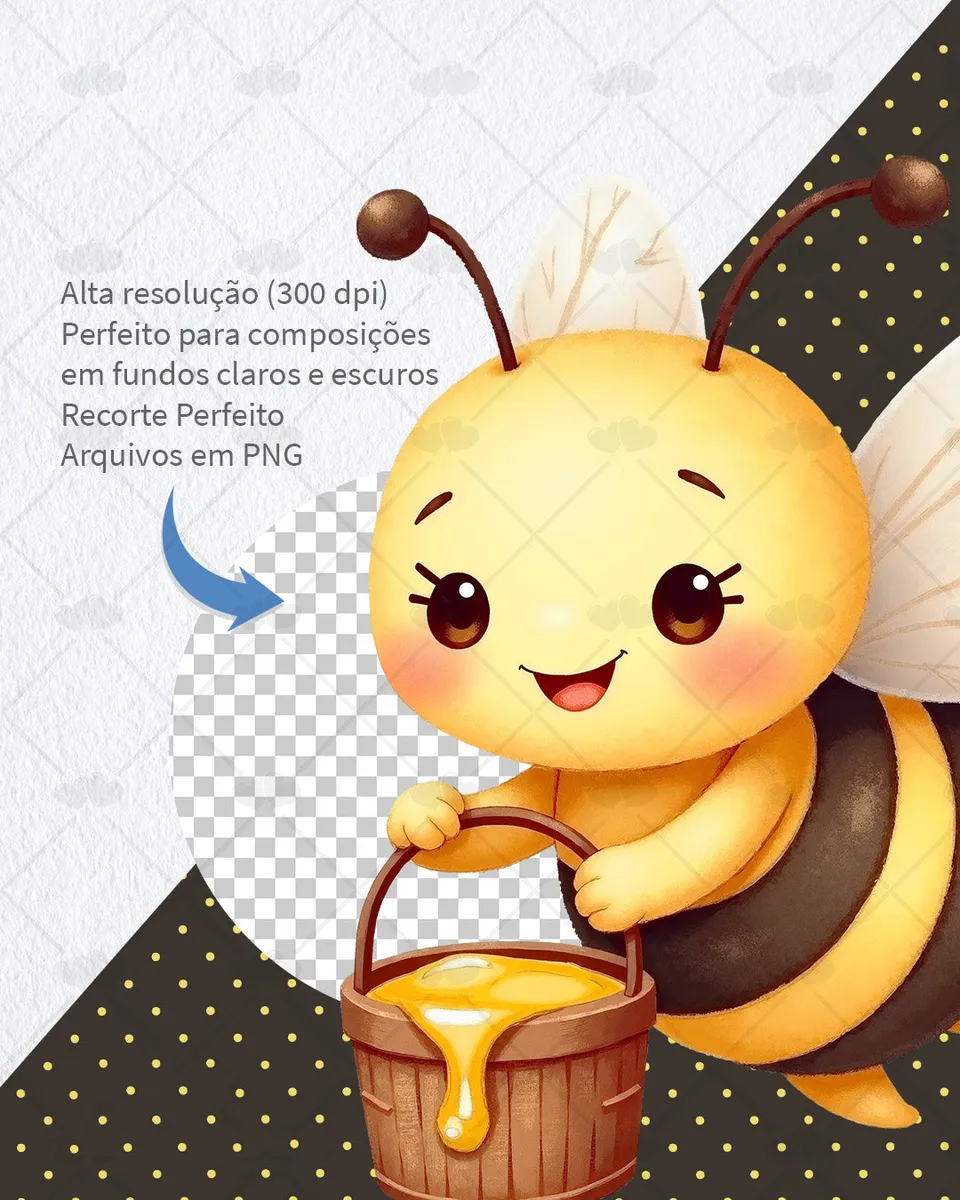 Arquivos PNG Abelhinhas para Projetos de Papercraft e Scrapbook 2 Arquivos PNG Abelhinhas para Projetos de Papercraft e Scrapbook - Imagem 2