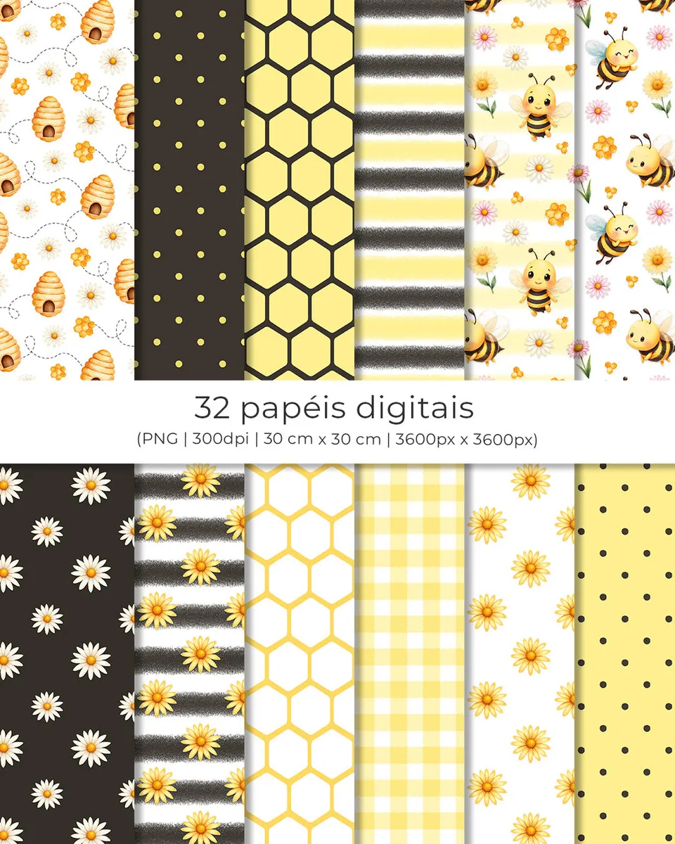 Arquivos PNG Abelhinhas para Projetos de Papercraft e Scrapbook 4 Arquivos PNG Abelhinhas para Projetos de Papercraft e Scrapbook - Imagem 4