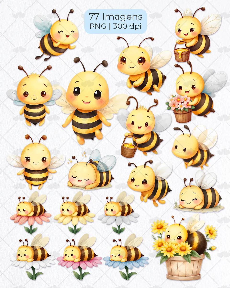 Arquivos PNG Abelhinhas para Projetos de Papercraft e Scrapbook 5 Arquivos PNG Abelhinhas para Projetos de Papercraft e Scrapbook - Imagem 5