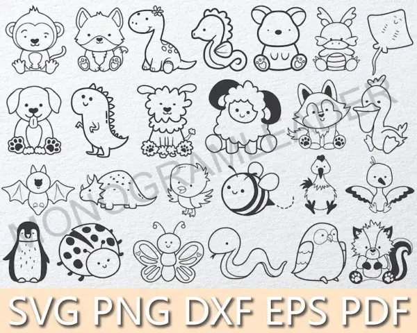 Kit de Contornos Animais PNG Corte Preciso para Personalizados - Imagem 2