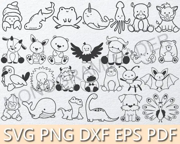 Kit de Contornos Animais PNG Corte Preciso para Personalizados - Imagem 3