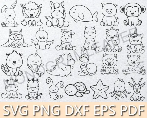 Kit de Contornos Animais PNG Corte Preciso para Personalizados - Imagem 4