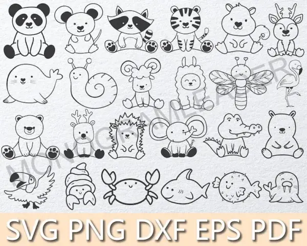 Kit de Contornos Animais PNG Corte Preciso para Personalizados - Imagem 5