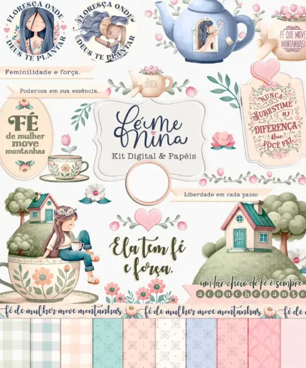 Coleção de Frases PNG Femininas para Projetos Criativos