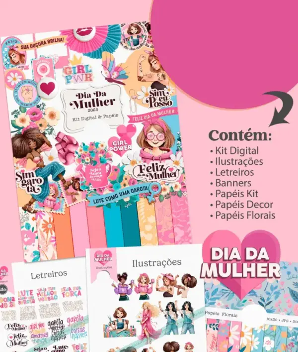 Kit Digital Feminino PNG para Sublimacao e Personalizacao
