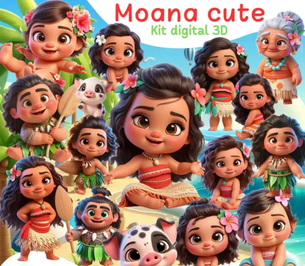 Kit Digital Moana Temático com Ilustrações em Alta Resolução