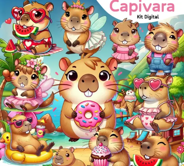 Colecao Capivara PNG para Cartonagem e Encadernacao Criativa