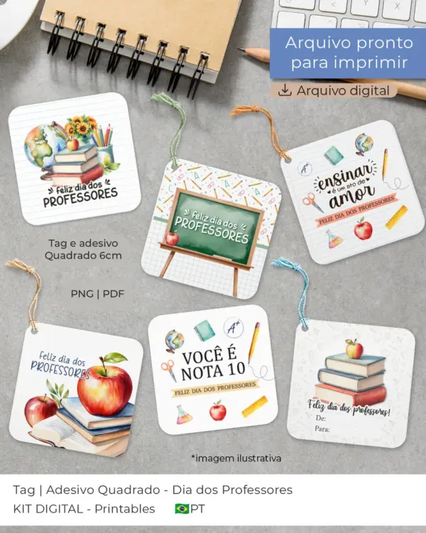 Tag Quadrada 6cm Presente Professor Personalizado Digital