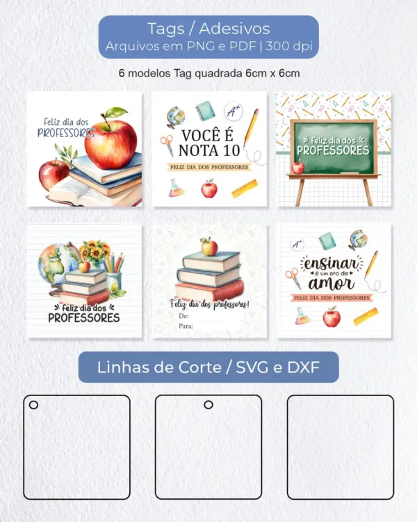Tag Quadrada 6cm Presente Professor Personalizado Digital - Imagem 2