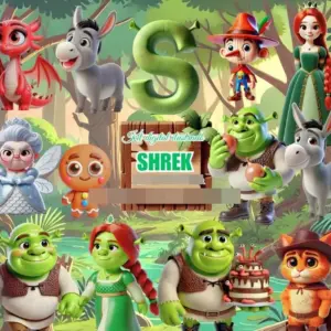 Kit Digital Shrek e Fiona para Decoracao e Lembrancinhas 16 35394 001