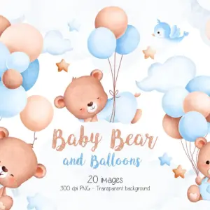 Imagens PNG Ursinho Baloeiro para Scrapbook Menino 11 35397 001