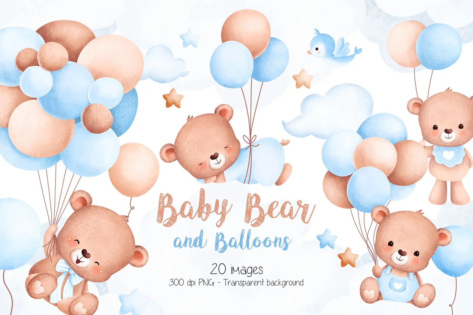 Imagens PNG Ursinho Baloeiro para Scrapbook Menino 1 Imagens PNG Ursinho Baloeiro para Scrapbook Menino