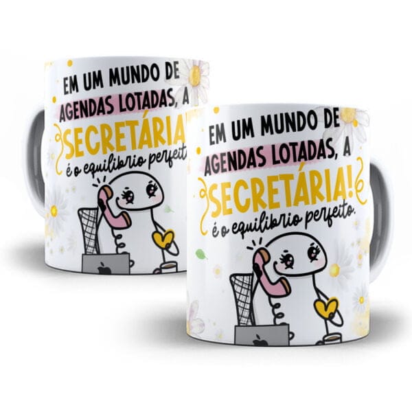 4 Artes Caneca Flork Secretária Frases Meme Sublimação