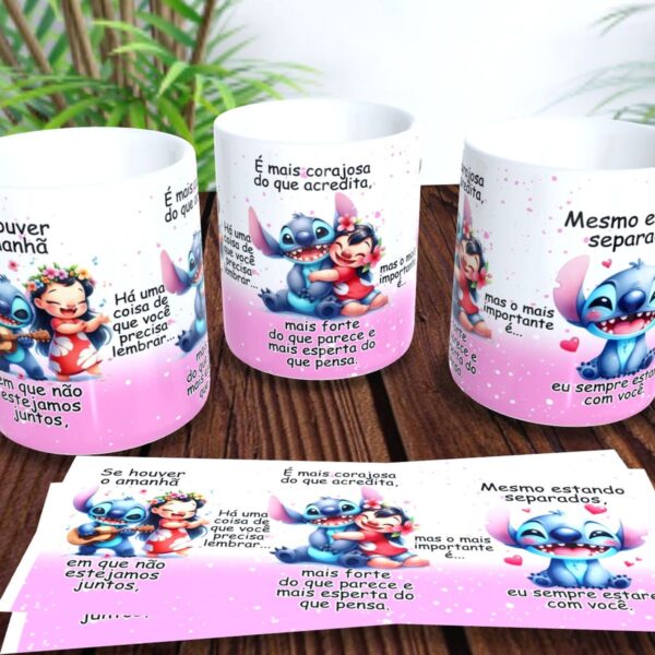 4 Estampas Caneca Lilo e Stitch Png Sublimação Amizade