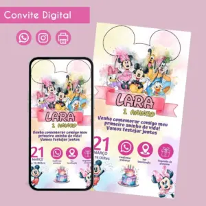 Convite Digital Turma do Mickey Aquarela Festa Infantil 25 68404