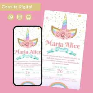 Convite Digital Unicórnio Personalizado para Aniversário 19 68427