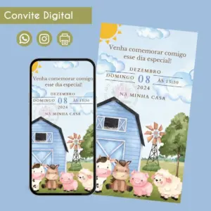 Convite Digital Fazendinha Menino para Festa de 2 Anos 20 68431