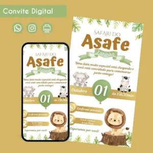 Convite Digital Safari para Aniversário de Menino 22 68452