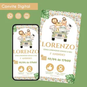 Convite Safari Menino Personalizado em PDF Interativo 18 68454