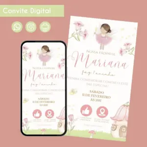 Convite Digital Tema Fada para Festa Infantil 23 68458