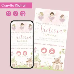 Convite Digital Jardim das Fadas para Festa Infantil 16 68459