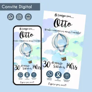 Convite Digital O Tempo Voa para Festa Infantil 24 68577