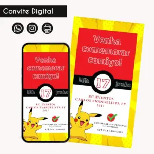 Convite Digital Pokemon Personalizado para Aniversario 18 68599