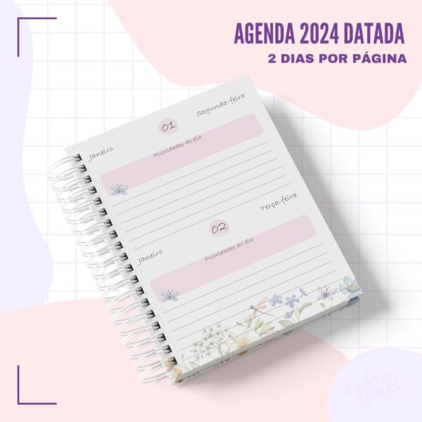 Agenda 2024 Floral Datada - Arquivo Digital