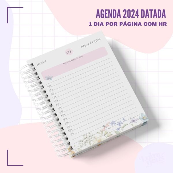 Agenda 2024 Floral Datada - Arquivo Digital