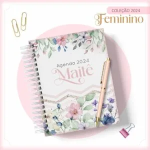 Agenda 2024 Floral Feminino - Arquivo Digital