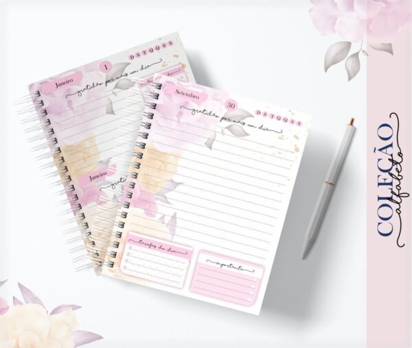 Agenda Alfabeto Floral Rosa - Arquivo Digital