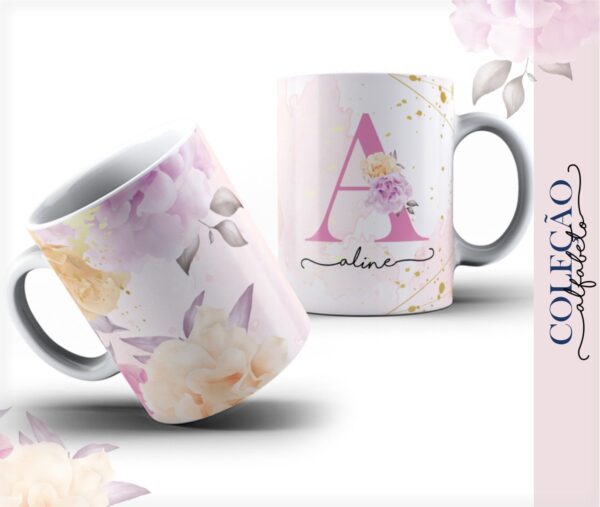 Agenda Alfabeto Floral Rosa - Arquivo Digital