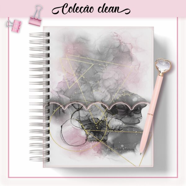 Agenda Clean Pink Black Datada 2023 - Arquivo Digital