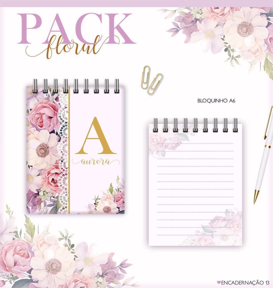 Kit Digital Agenda Feminina 2026 Floral Completo 4 Kit Digital Agenda Feminina 2026 Floral Completo - Imagem 4