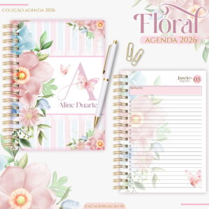agenda feminina floral candy 2026 arquivo digital