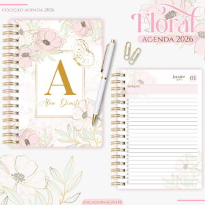 agenda feminina floral delicado 2026 arquivo digital