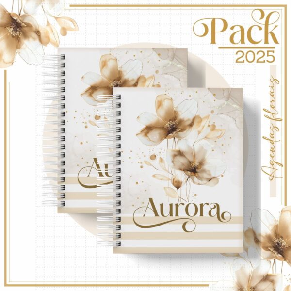 Agenda Feminina Floral Gold 2025 - Arquivo Digital