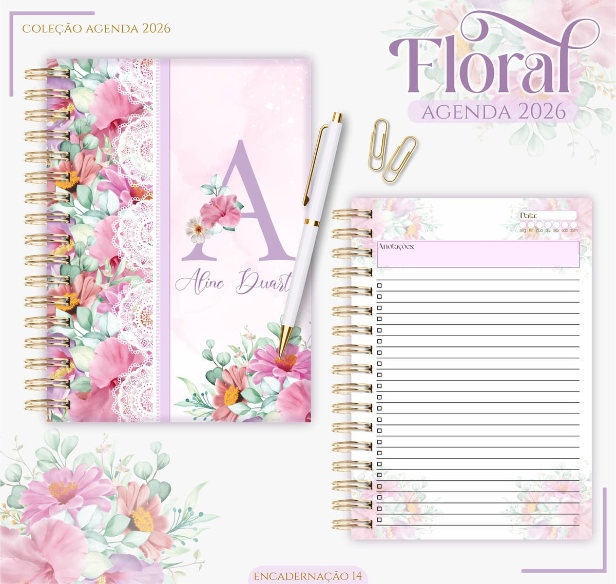 Agenda digital floral lilás 2026 para personalizar 2 Agenda digital floral lilás 2026 para personalizar - Imagem 2